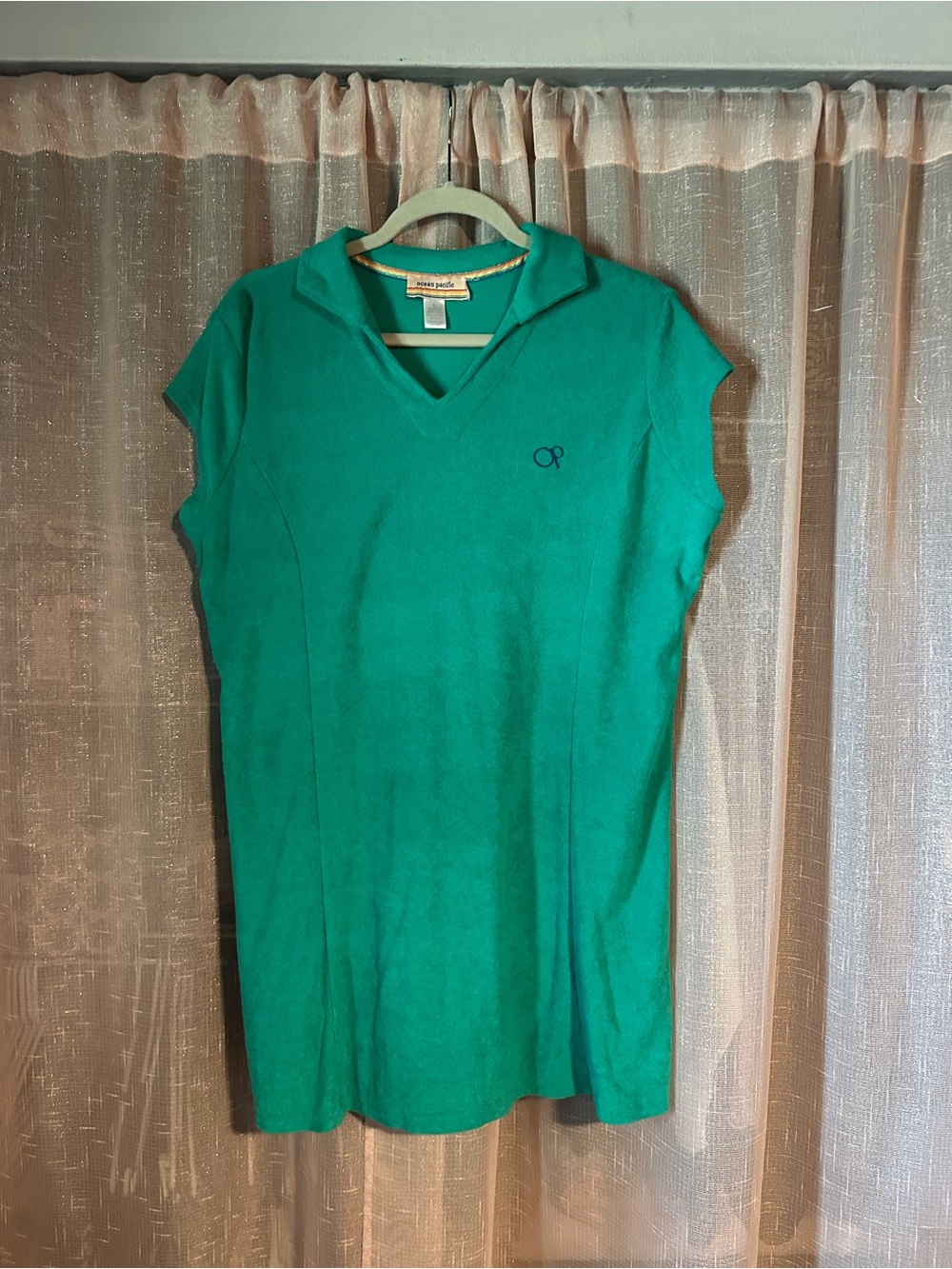 OP Teal Collared V-Neck Tank Dress
